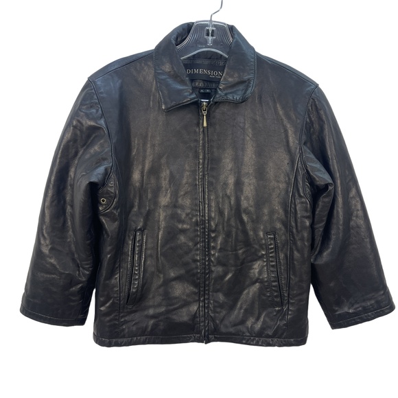 Women's Dimension New York Black Leather Full Zip Jacket Size XL - Picture 3 of 10